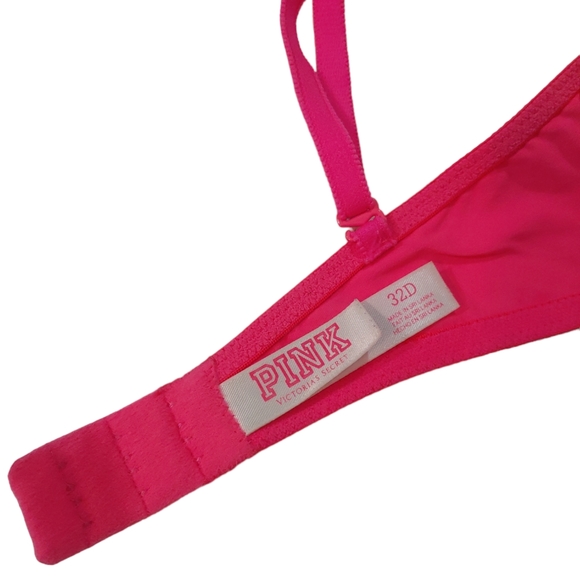 VICTORIA'S SECRET PINK Demi Bra 32D Lighty Lined Hot Pink - Picture 4 of 6